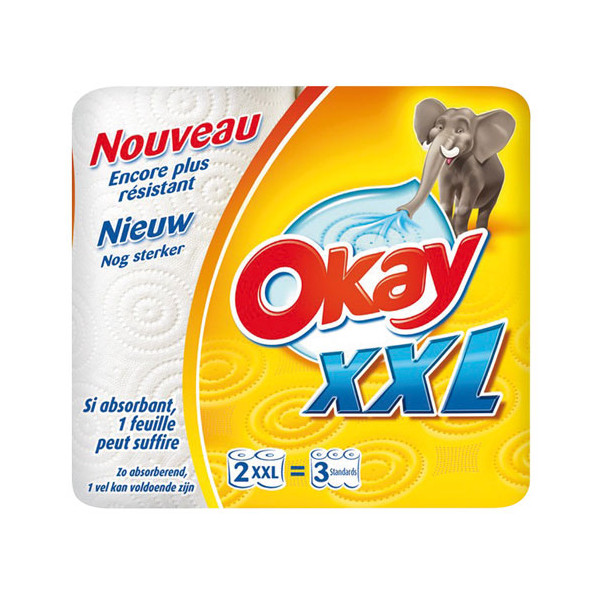 OKAY - Essuie-Tout Blanc Compact Extra Long x2 Rouleaux