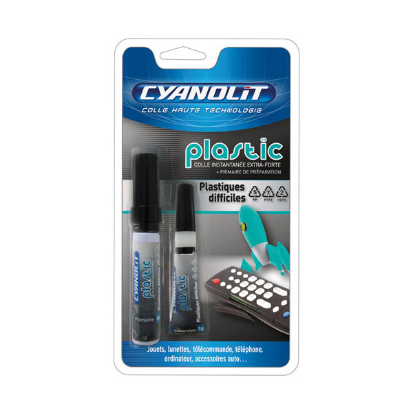 CYANOLIT - Colle Superunick Force Express Liquide Plastiques Difficiles Bi-Composant 3g