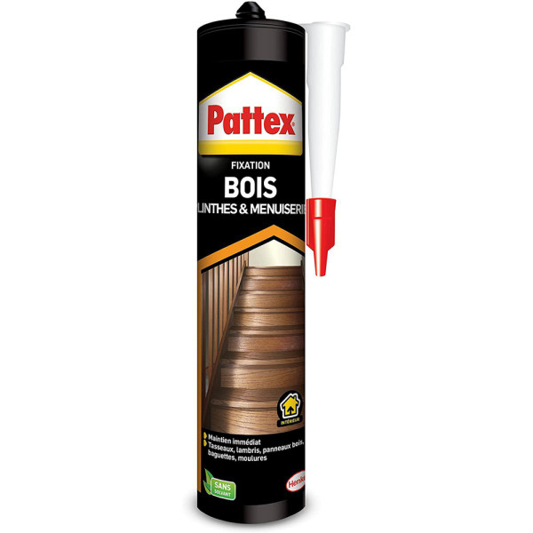PATTEX - Colle Fixation Bois Plinthes et Menuiseries 380g