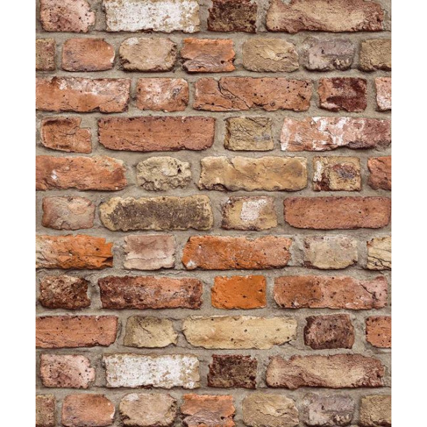 GRANDECO - WL2202 - Papier Peint Vinyle Grainé Sur Intissé Brique Rouille