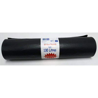 SCHWEITZER - Sacs Poubelle Noirs à Liens 130L Rouleau de 20