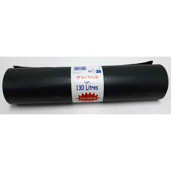 SCHWEITZER - Sacs Poubelle Noirs à Liens 130L Rouleau de 20