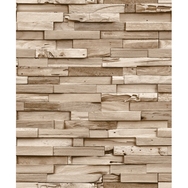 GRANDECO - A64002 - Papier Peint Vinyle Grainé Sur Intissé Parement Bois Hêtre