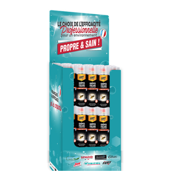 FURY - Box 40 Aérosols Guêpes et Frelons Asiatiques Action Choc 750ml TP18