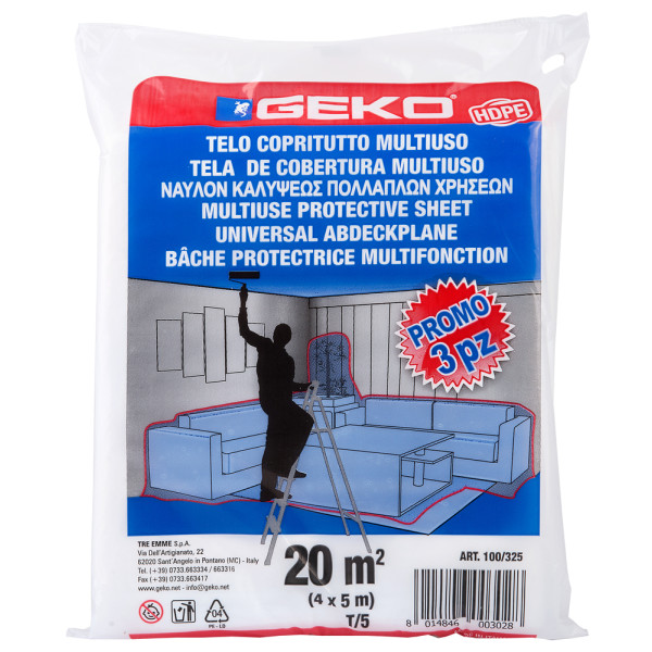 GEKO - Bâche de Protection 16m² Lot 3 Pièces Sous Sachet