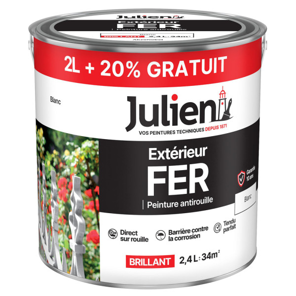 JULIEN - Peinture Extérieur Fer Antirouille 2L+20%GRATUIT
