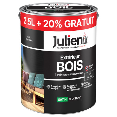 JULIEN - Peinture Extérieure Bois Microporeuse 2,5L +20%GRATUIT