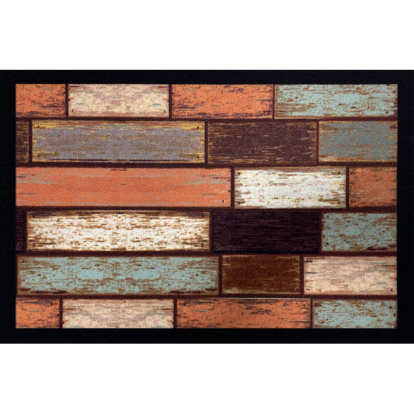VICA - Tapis Entry Colored Scrap Wood Brown 40x60cm