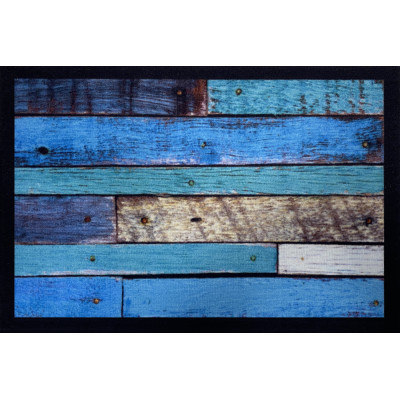 VICA - Tapis Entry Colored Scrap Wood Turquoise 40x60cm