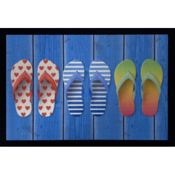 VICA - Tapis Entry Three Flip Flops Turquoise 40x60cm