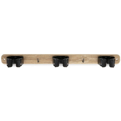 INOFIX - Support 3 Balais Aspect Bois + 2 Crochets