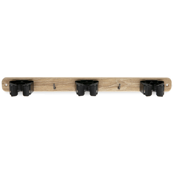 INOFIX - Support 3 Balais Aspect Bois + 2 Crochets