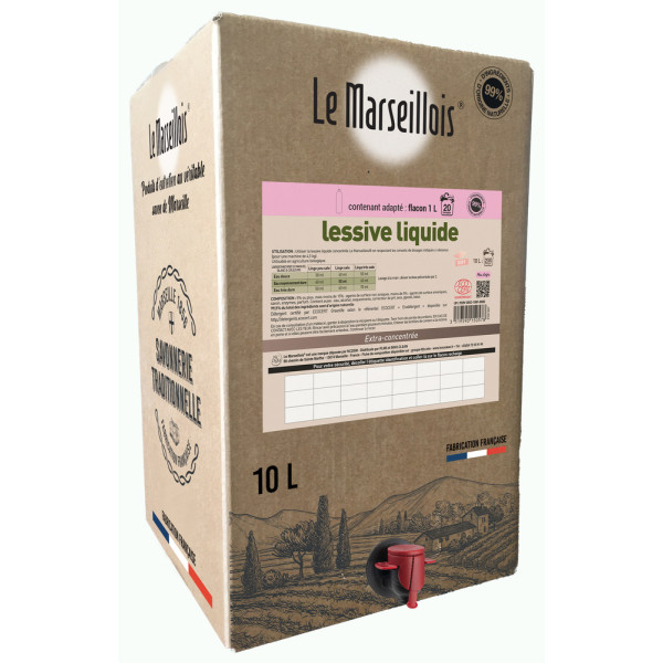 LE MARSEILLOIS - Lessive Liquide Savon de Marseille Ecocert Bib 10L