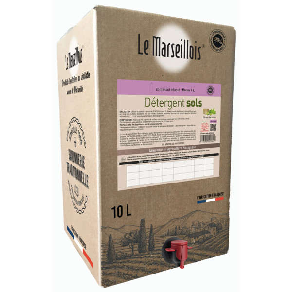 LE MARSEILLOIS - Détergent Sols au Savon de Marseille Ecocert Bib 10L