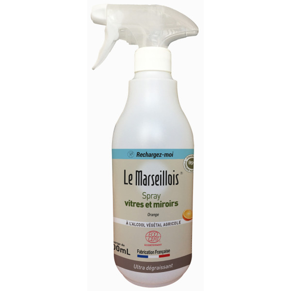 LE MARSEILLOIS - Nettoyant Vitres et Miroirs Flacon Vide 500ml