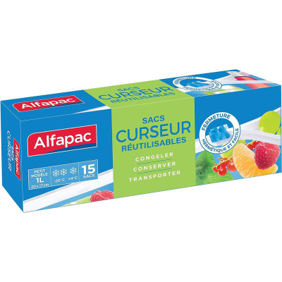ALBAL - Alfapac 15 Sacs Curseur Réutilisables Petits Modèle 1L
