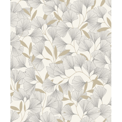 GRANDECO - A64401 - Papier Peint Expansé Sur Intissé Ginko Blanc