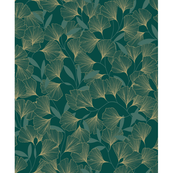 GRANDECO - A64403 - Papier Peint Expansé Sur Intissé Ginko Vert