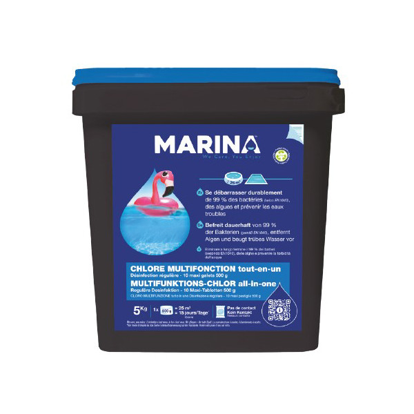 MARINA - Chlore Multifonction 25 Galets 200g TP2 5kg
