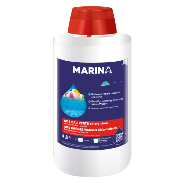 MARINA - Chlore Choc SOS Eau Verte et Trouble Granulés 4.8kg TP2