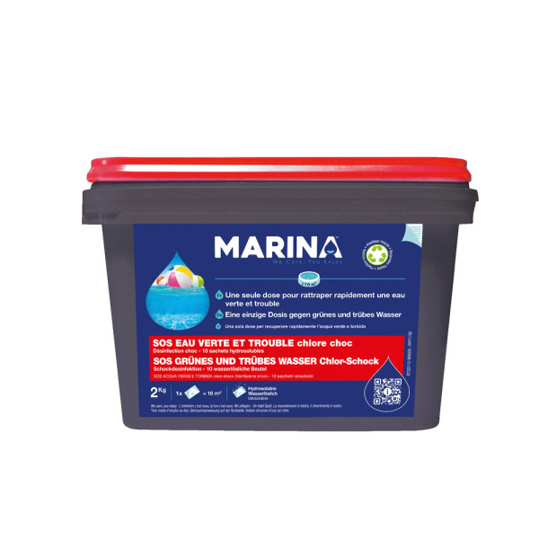 MARINA - Chlore Choc SOS Eau Verte et Trouble Granulés Sachets 10x200g TP2