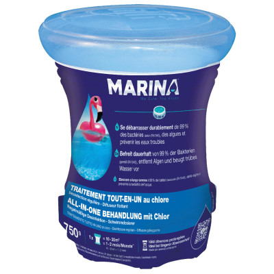 MARINA - Diffuseur Flottant Traitement Complet 10-30m³ TP2 750g