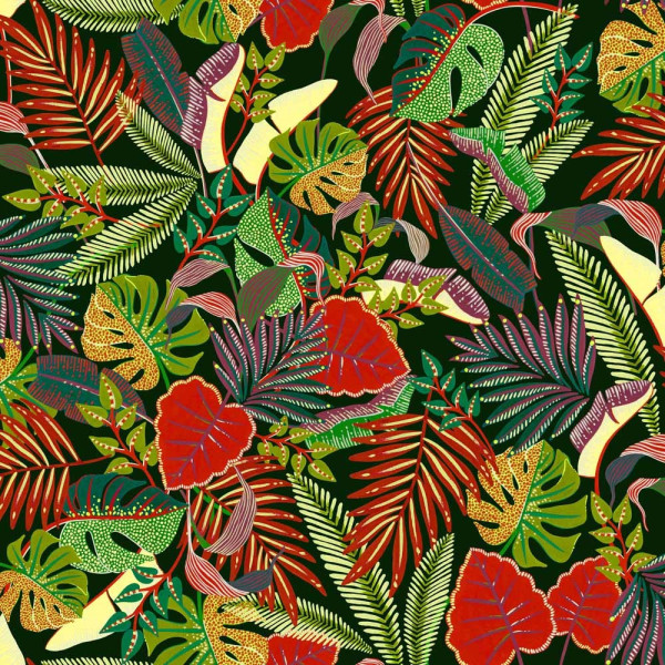 ACCESS DECO - Toile Cirée Déco 140cmx20m Végétal Noir