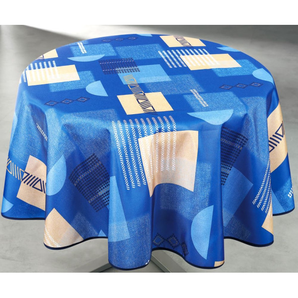 ACCESS DECO - Nappe Polyester Ronde Ø160cm Tessa Bleu Paon sur Cintre