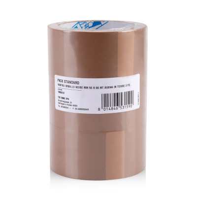 GEKO - Ruban Adhésif d'Emballage Havane Standard 50mmx66m Lot 3 Rouleaux