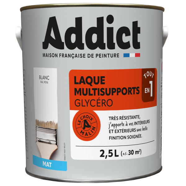 ADDICT - Laque Multisupports Glycéro Blanc Mat 2.5L