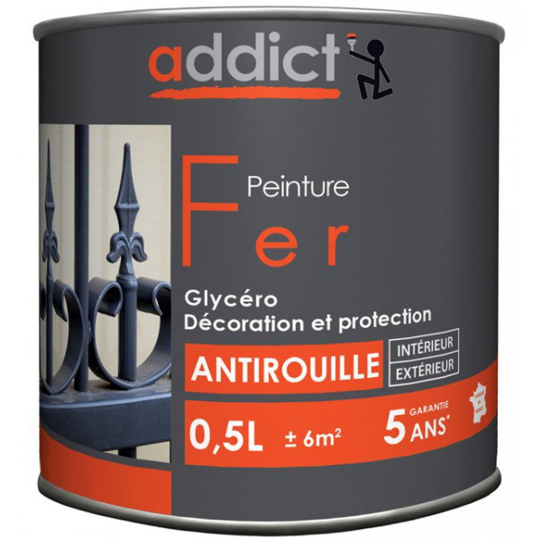 ADDICT - Peinture Fer Antirouille Brillante 0.5L