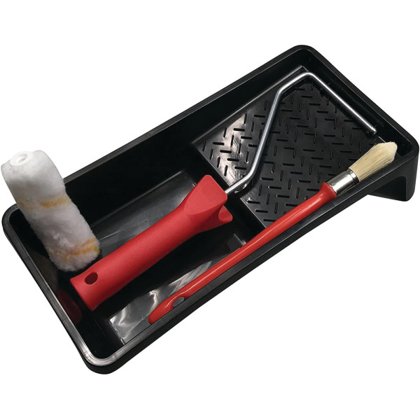 SAVY - Ensemble Bac Mini Rouleau Pinceau à Rechampir pour Peinture Mate et Satinée