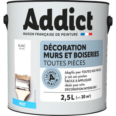 ADDICT - Peinture Décoration Murs et Boiseries Mat 2.5L