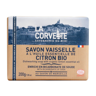 LA CORVETTE - Savon Vaisselle au Bicarbonate de Soude et Citron Bio 200g