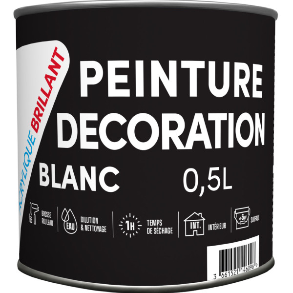 TOUT DANS LE PRIX - Peinture Décoration Acrylique Brillant Blanc