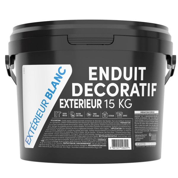 TOUT DANS LE PRIX - Enduit Décoratif Aspect Crépi Extérieur Blanc 15kg