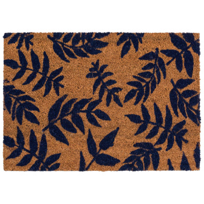 BTB - Tapis Coco Imprimé Feuillage Bleu Marine 40x60cm