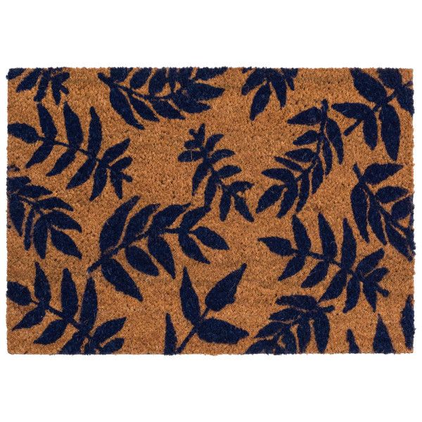 BTB - Tapis Coco Imprimé Feuillage Bleu Marine 40x60cm