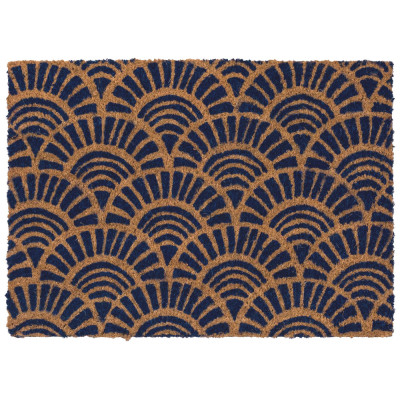 BTB - Tapis Coco Imprimé Paon Bleu 40x60cm