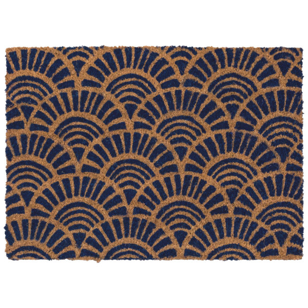 BTB - Tapis Coco Imprimé Paon Bleu 40x60cm