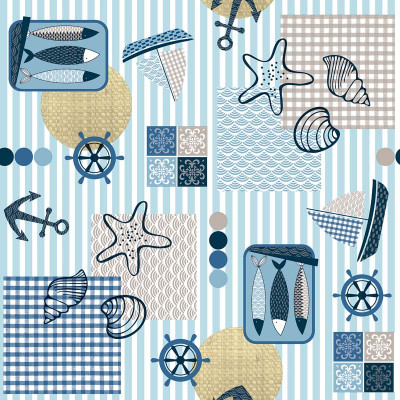 ACCESS DECO - Toile Cirée Déco Pêcheur 140cm x 20m