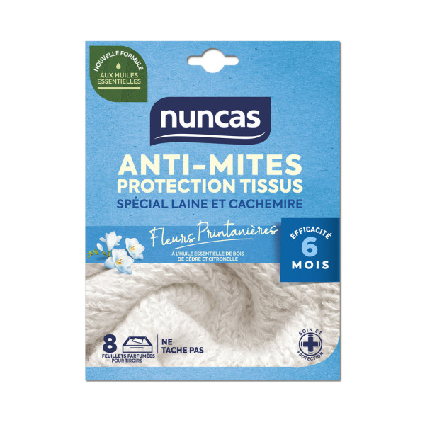 NUNCAS - Anti-Mites Tiroirs Protection Tissus 8 Feuillets