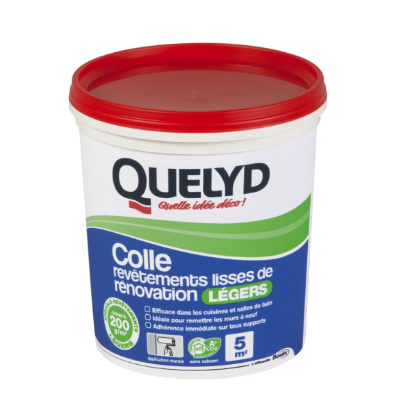 QUELYD - Colle Spéciale Revêtement Lisse de Rénovation Légers 5Kg