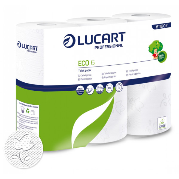 LUCART - Papier Toilette Blanc Lot de 6 Rouleaux