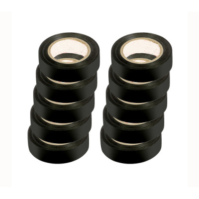 Lot 10 Rubans adhésifs PVC électricité Noir 15mmx10ml