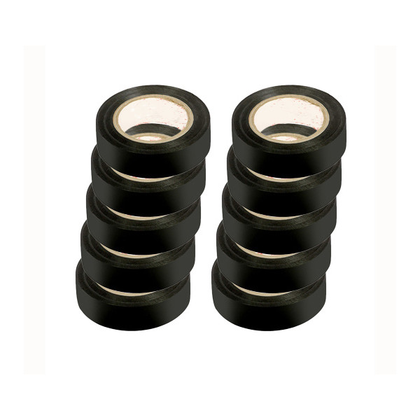 EUROCEL - Lot 10 Rubans Adhésifs PVC Électricité Noir 15mmx10m