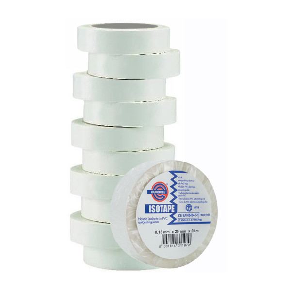EUROCEL - Lot 10 Rubans Adhésifs Électricité Blanc 15mmx10m
