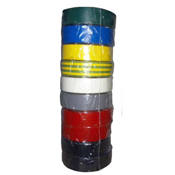 EUROCEL - Lot 10 Rubans Adhésifs Électricité Coloris Panachés 15mmx10m