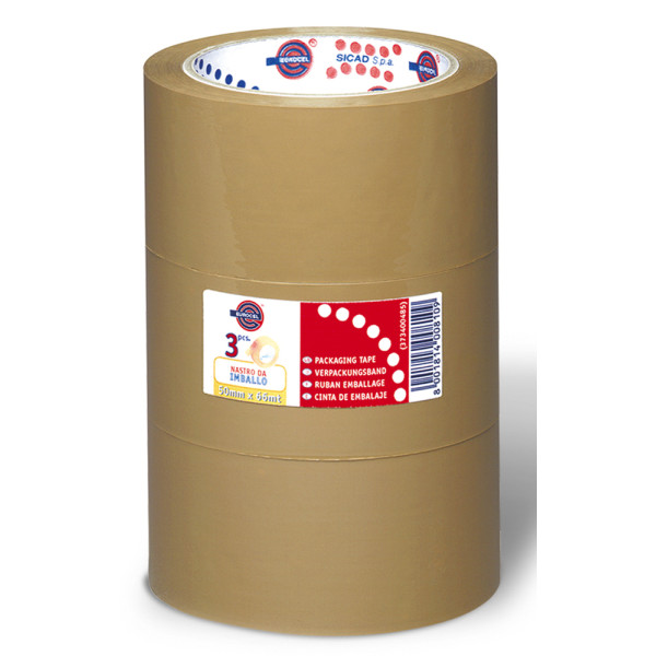 EUROCEL - Ruban Polypropylène Emballage Havane 50mmx66m Lot de 3 Rouleaux