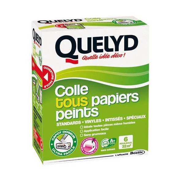 QUELYD - Colle Tous Papiers Peints avec Indicateur Coloré Rose 3 x 50g